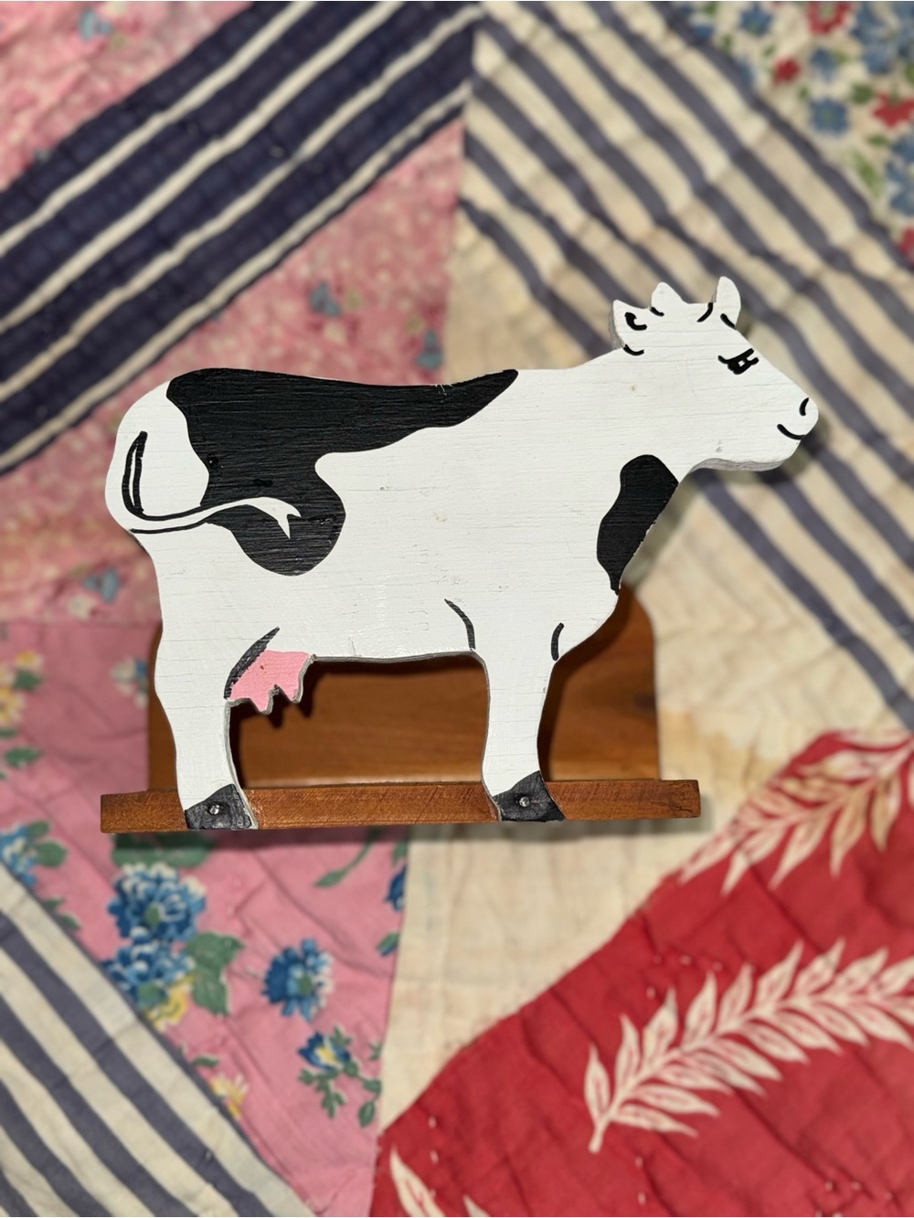 Vintage White & Black Cow Napkin Holder - Rustic Farmhouse Accent
